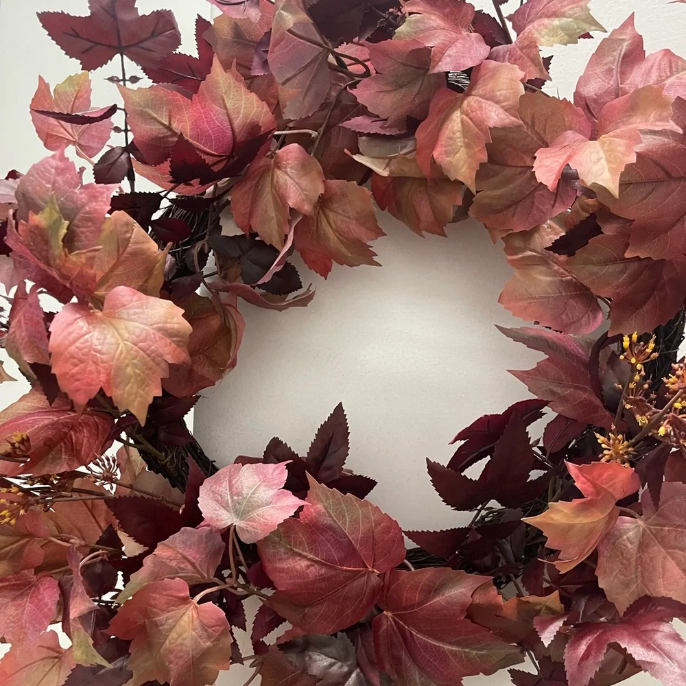 30” Mixed Leaf Artificial Wreath Red Fall - Threshold designed with Studio McGee